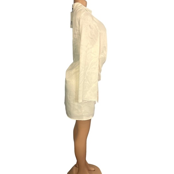Zara Ivory Ecru Short Dress With Tie Detail Long Sleeve - Picture 6 of 9